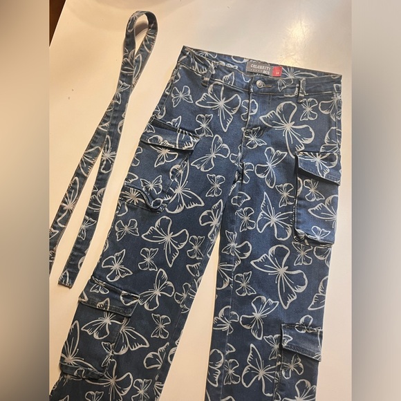 Y2K/ Celebrity Ace/Butterfly Jean/Straight Leg/ Painters Pockets/Butterfly Print - Picture 7 of 8
